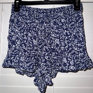 BeBop Navy and White Floral High Waist Shorts